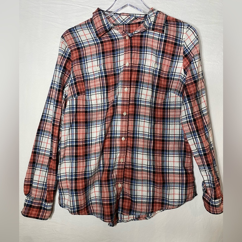 St. John's Bay Red and Blue Plaid Button Down Shirt